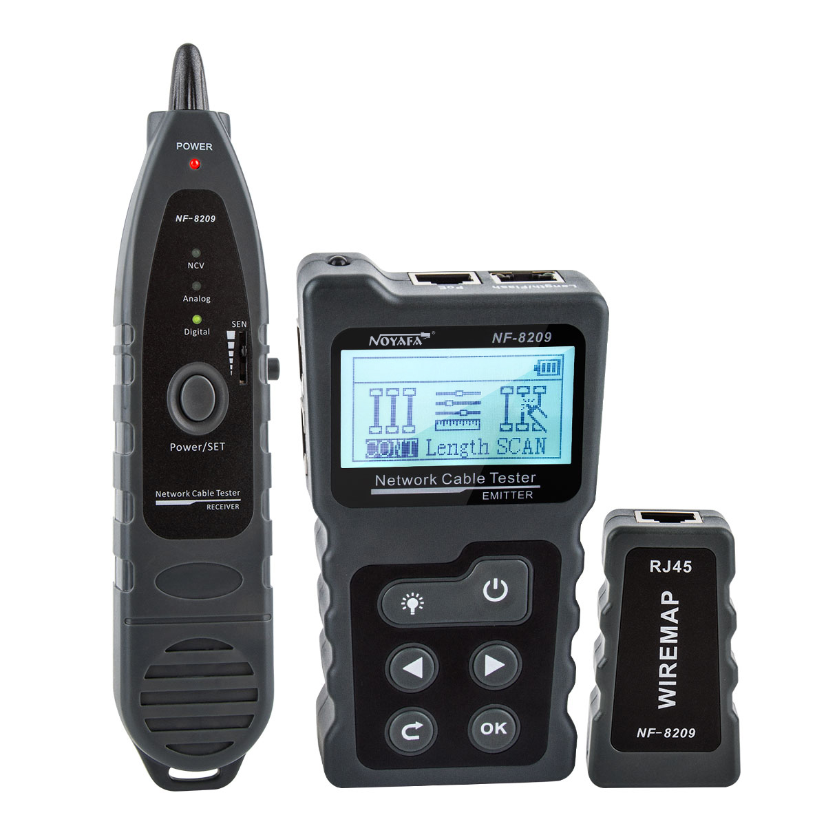 Кабельный тестер RJ-45, CT, PoE NF-8209 Noyafa (русифицированное меню)